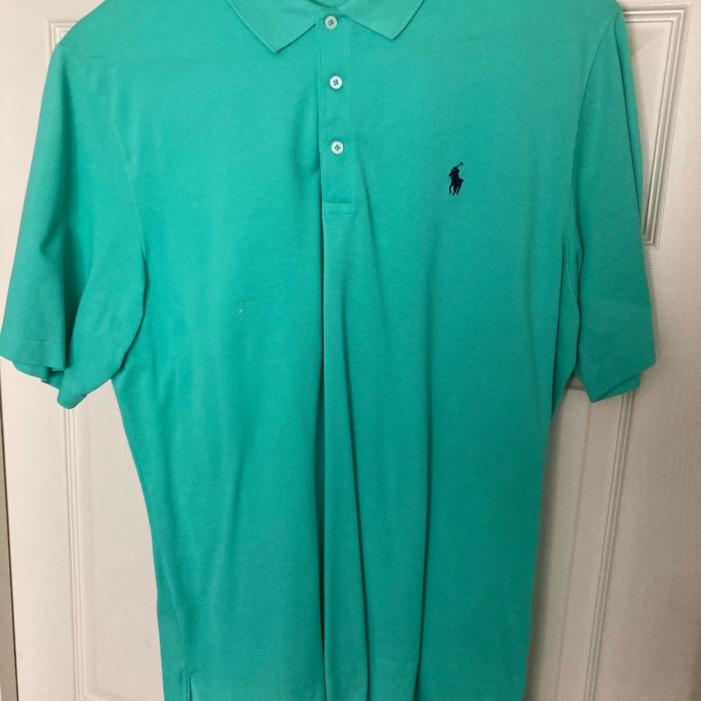 Men’s short sleeve polo shirt, size large, green